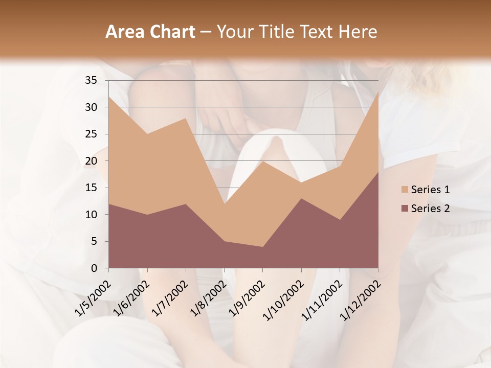 A Woman And Two Children Are Sitting On A Bed PowerPoint Template