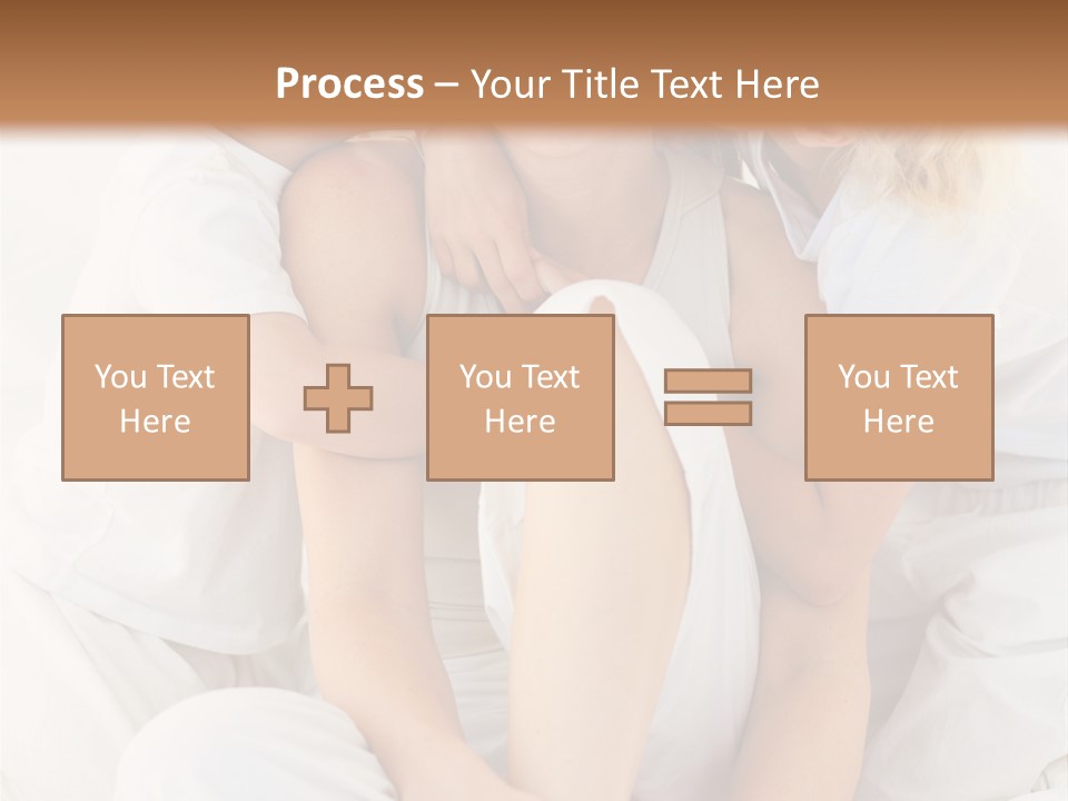 A Woman And Two Children Are Sitting On A Bed PowerPoint Template
