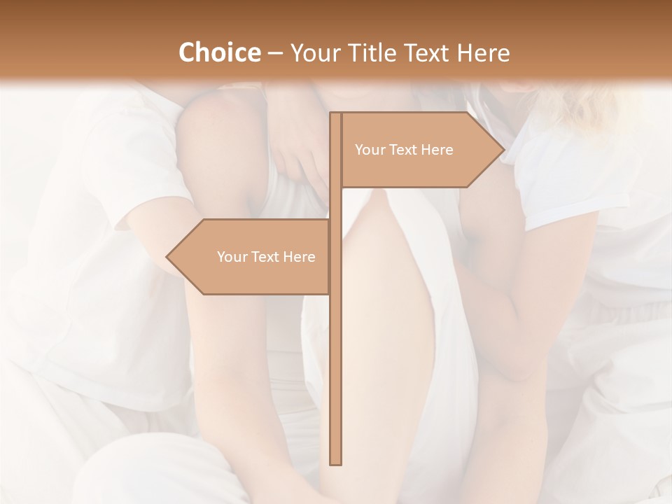 A Woman And Two Children Are Sitting On A Bed PowerPoint Template