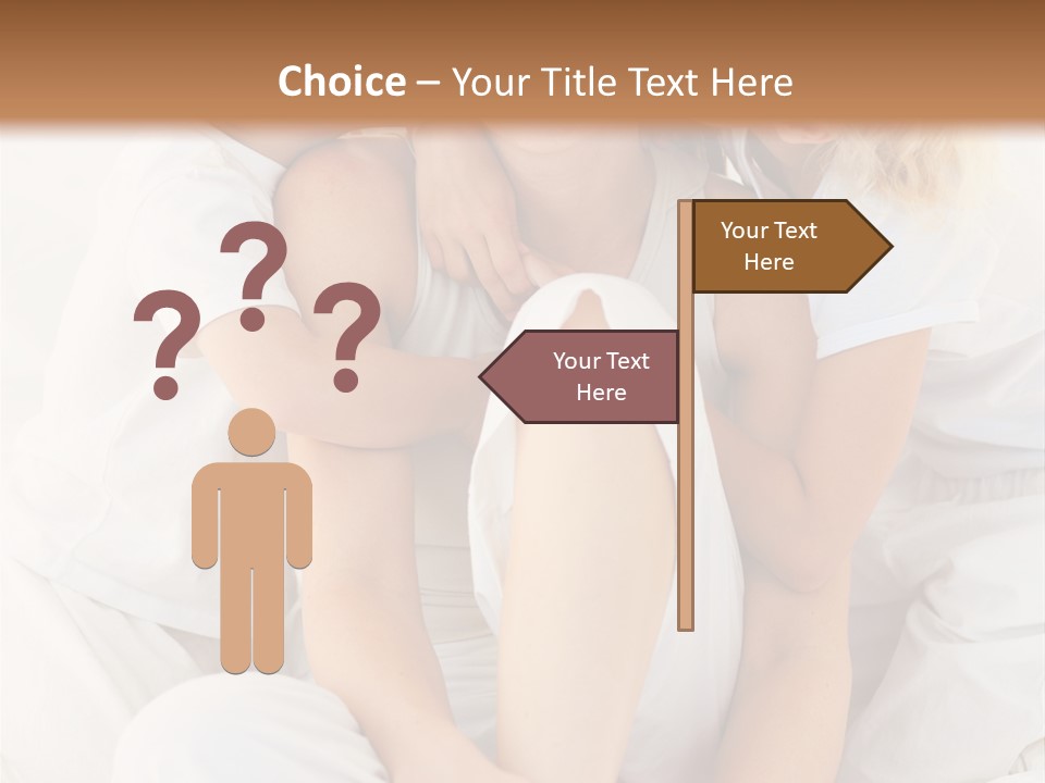A Woman And Two Children Are Sitting On A Bed PowerPoint Template