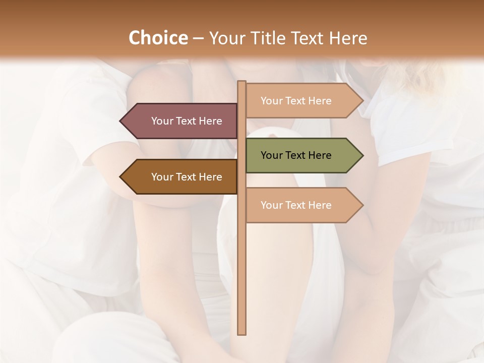 A Woman And Two Children Are Sitting On A Bed PowerPoint Template