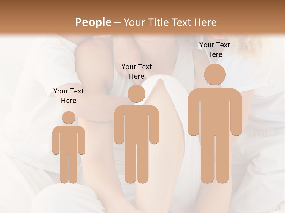 A Woman And Two Children Are Sitting On A Bed PowerPoint Template