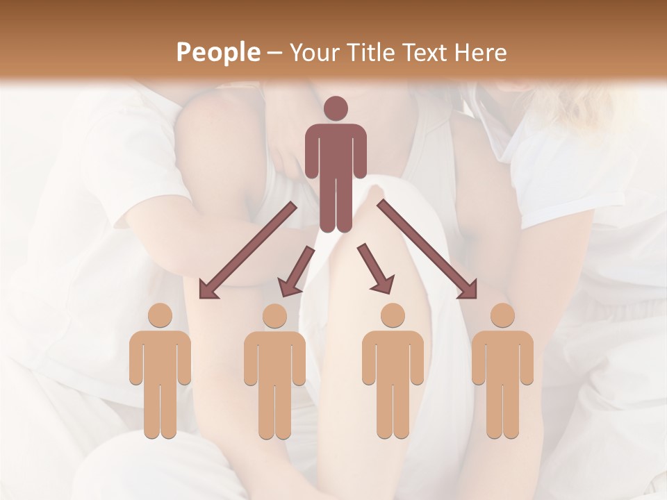 A Woman And Two Children Are Sitting On A Bed PowerPoint Template