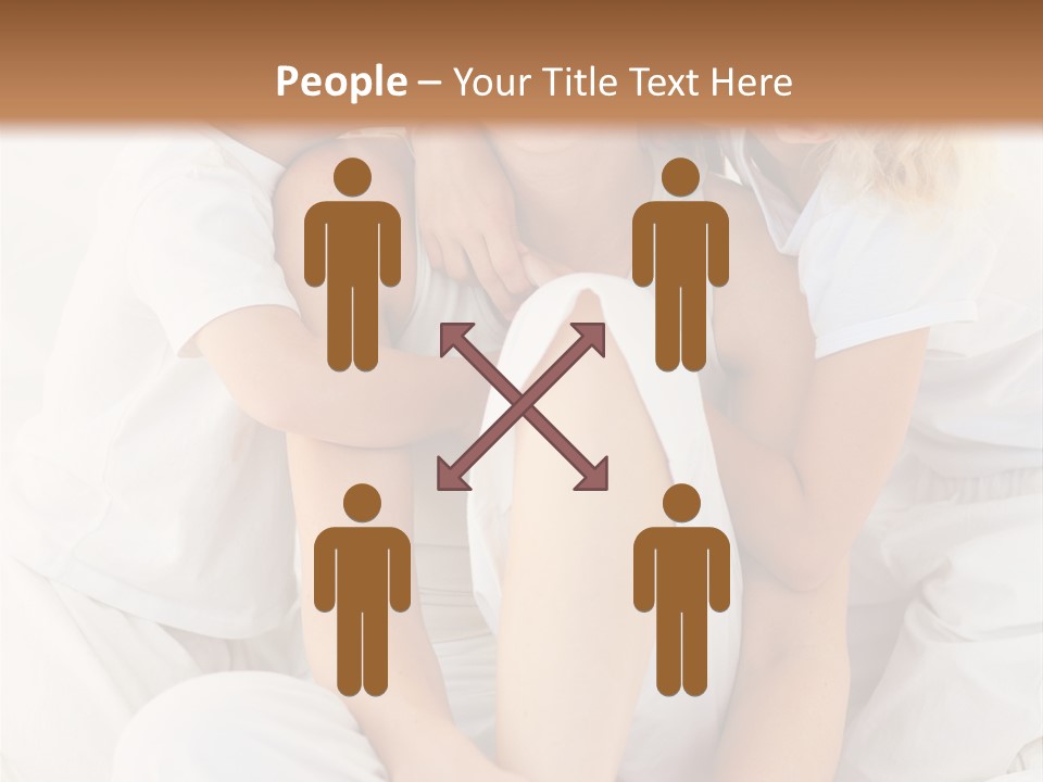 A Woman And Two Children Are Sitting On A Bed PowerPoint Template