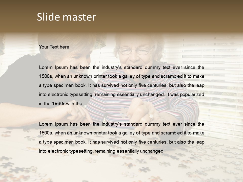 An Elderly Woman And A Young Woman Playing With A Puzzle PowerPoint Template