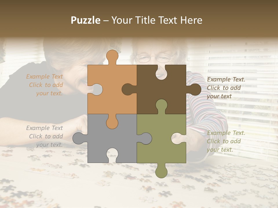 An Elderly Woman And A Young Woman Playing With A Puzzle PowerPoint Template
