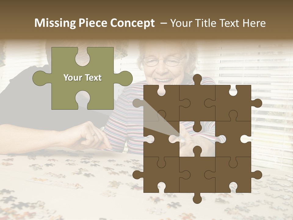 An Elderly Woman And A Young Woman Playing With A Puzzle PowerPoint Template