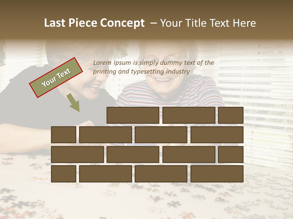 An Elderly Woman And A Young Woman Playing With A Puzzle PowerPoint Template