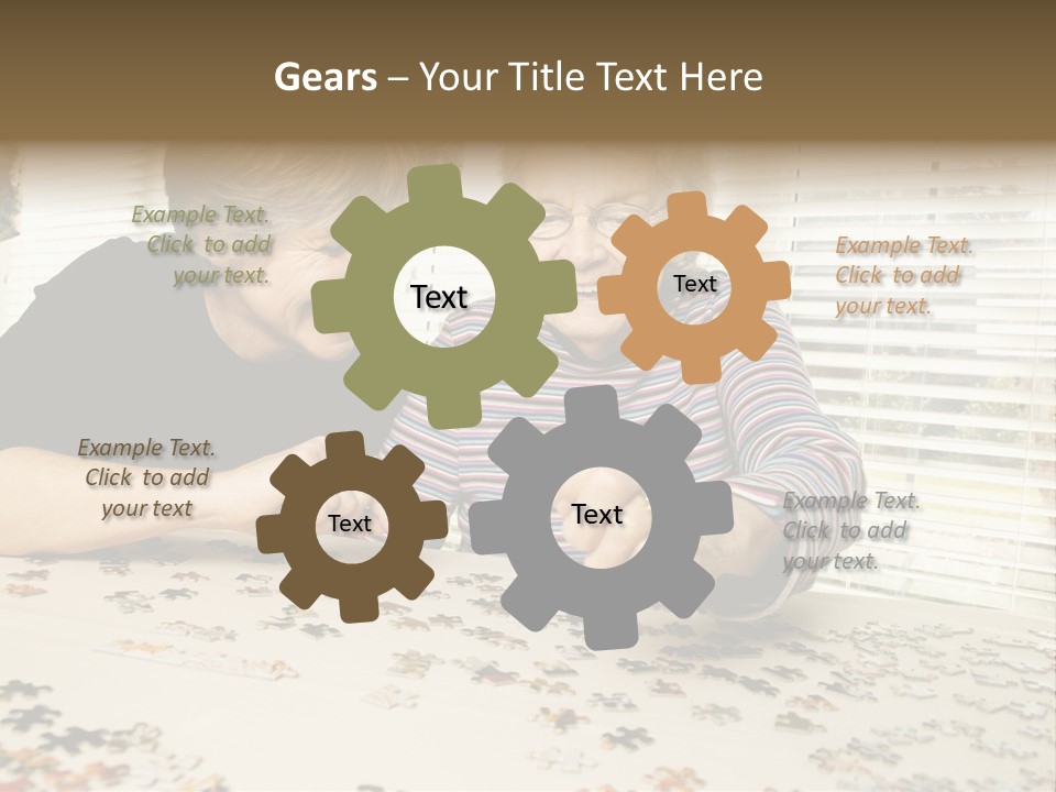 An Elderly Woman And A Young Woman Playing With A Puzzle PowerPoint Template