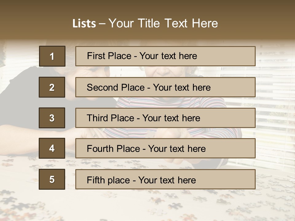 An Elderly Woman And A Young Woman Playing With A Puzzle PowerPoint Template