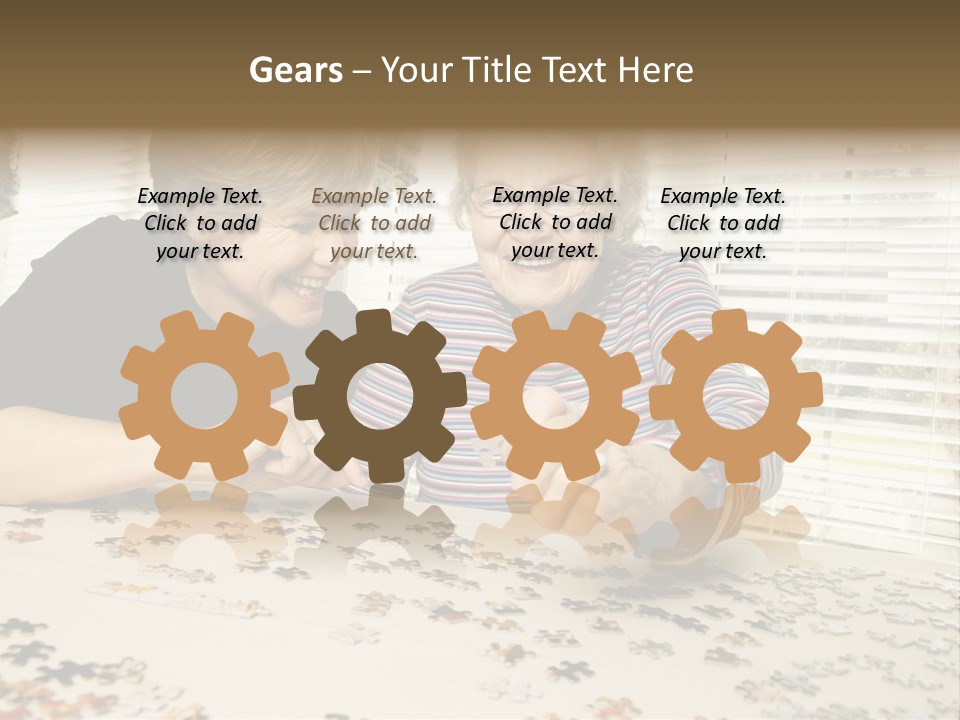 An Elderly Woman And A Young Woman Playing With A Puzzle PowerPoint Template