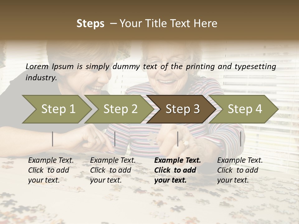 An Elderly Woman And A Young Woman Playing With A Puzzle PowerPoint Template