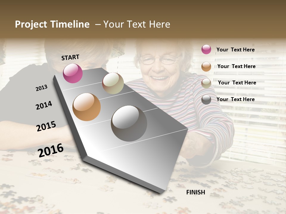 An Elderly Woman And A Young Woman Playing With A Puzzle PowerPoint Template