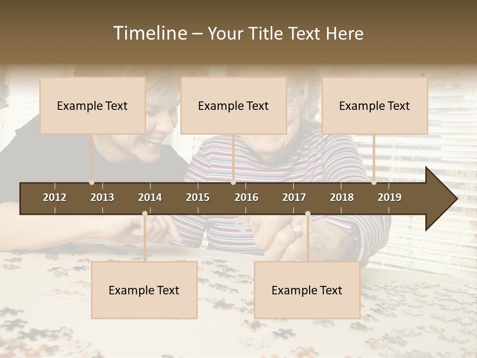 An Elderly Woman And A Young Woman Playing With A Puzzle PowerPoint Template