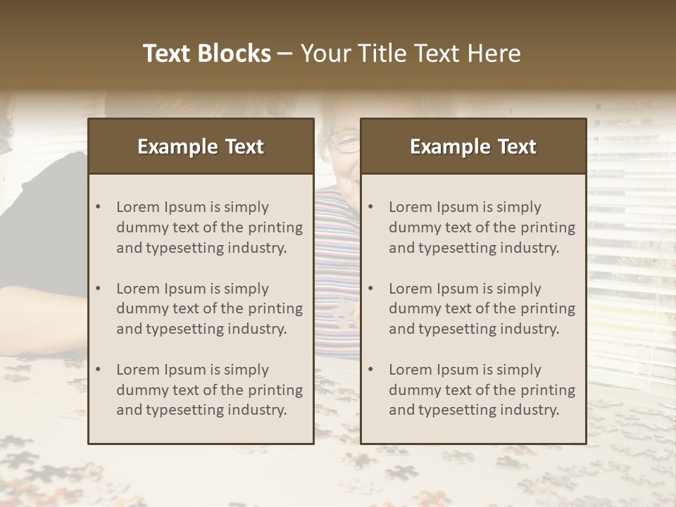 An Elderly Woman And A Young Woman Playing With A Puzzle PowerPoint Template