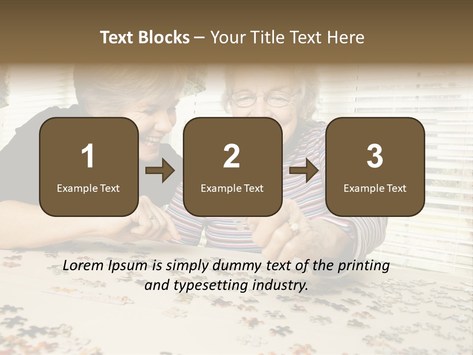 An Elderly Woman And A Young Woman Playing With A Puzzle PowerPoint Template