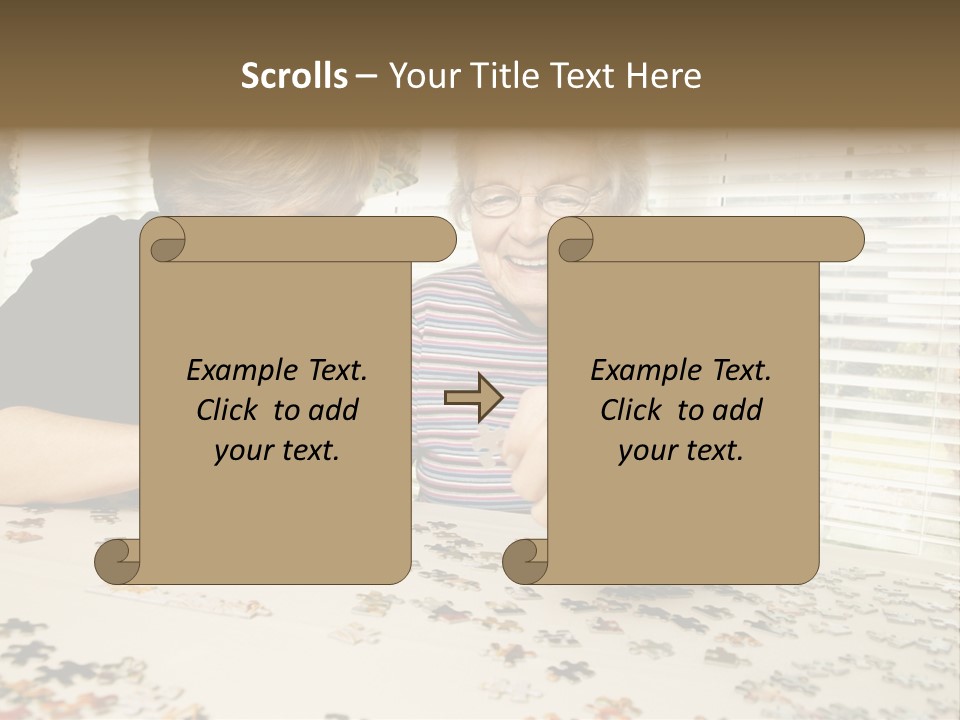 An Elderly Woman And A Young Woman Playing With A Puzzle PowerPoint Template