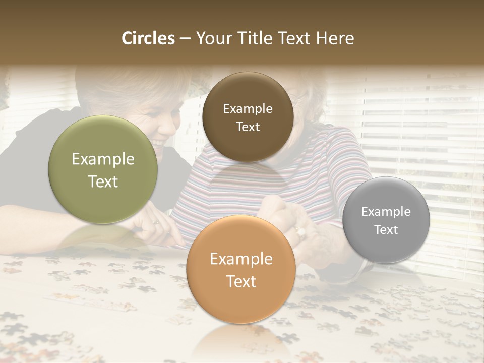 An Elderly Woman And A Young Woman Playing With A Puzzle PowerPoint Template