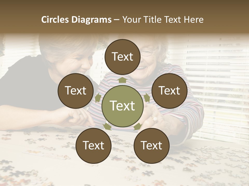 An Elderly Woman And A Young Woman Playing With A Puzzle PowerPoint Template