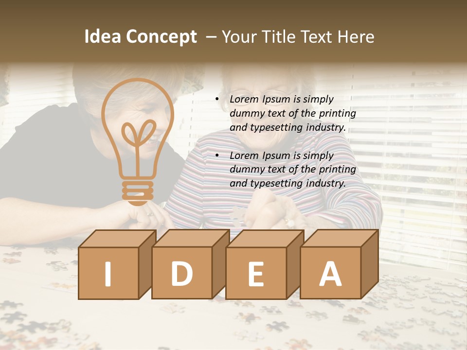 An Elderly Woman And A Young Woman Playing With A Puzzle PowerPoint Template