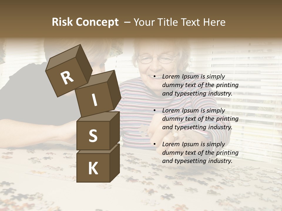 An Elderly Woman And A Young Woman Playing With A Puzzle PowerPoint Template