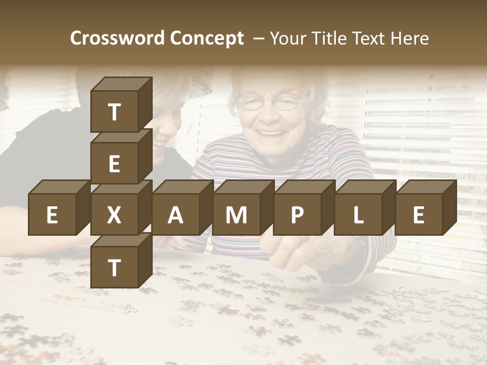 An Elderly Woman And A Young Woman Playing With A Puzzle PowerPoint Template