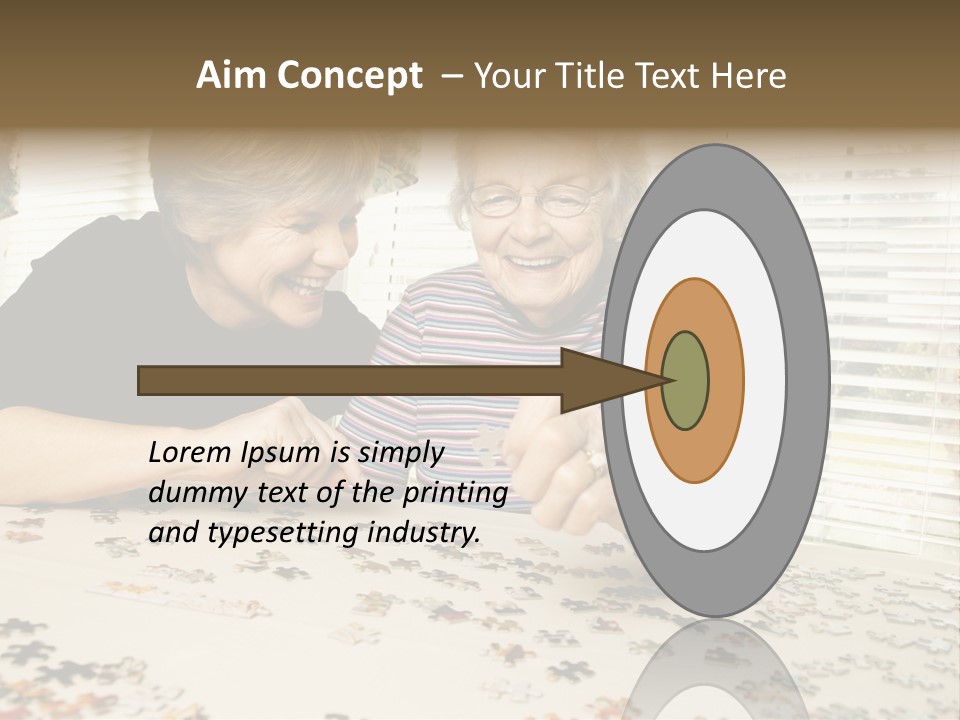 An Elderly Woman And A Young Woman Playing With A Puzzle PowerPoint Template