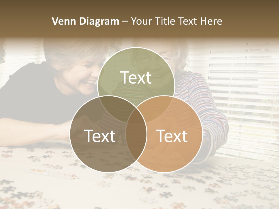 An Elderly Woman And A Young Woman Playing With A Puzzle PowerPoint Template