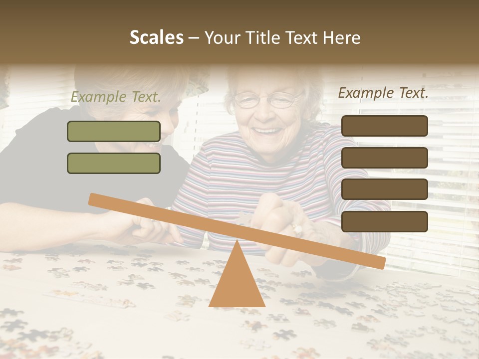 An Elderly Woman And A Young Woman Playing With A Puzzle PowerPoint Template