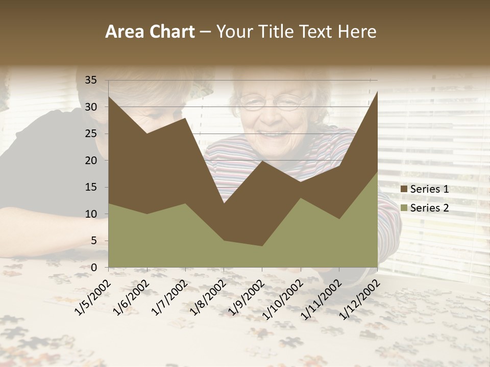 An Elderly Woman And A Young Woman Playing With A Puzzle PowerPoint Template