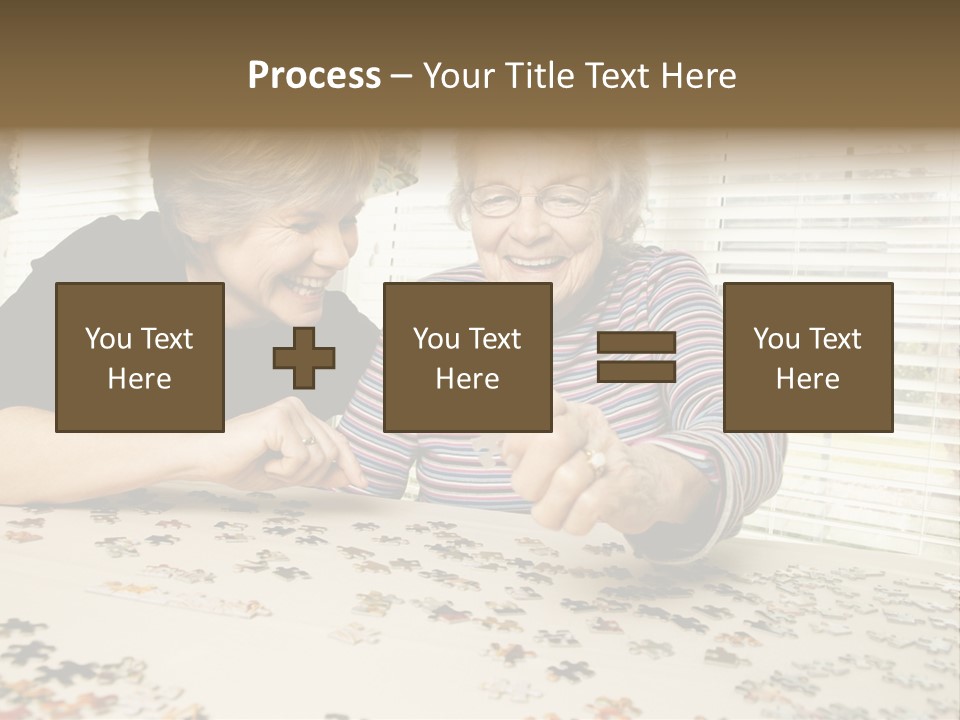 An Elderly Woman And A Young Woman Playing With A Puzzle PowerPoint Template