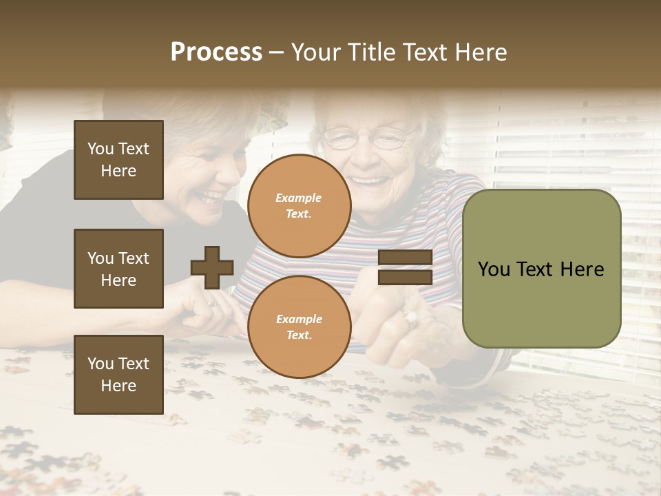 An Elderly Woman And A Young Woman Playing With A Puzzle PowerPoint Template