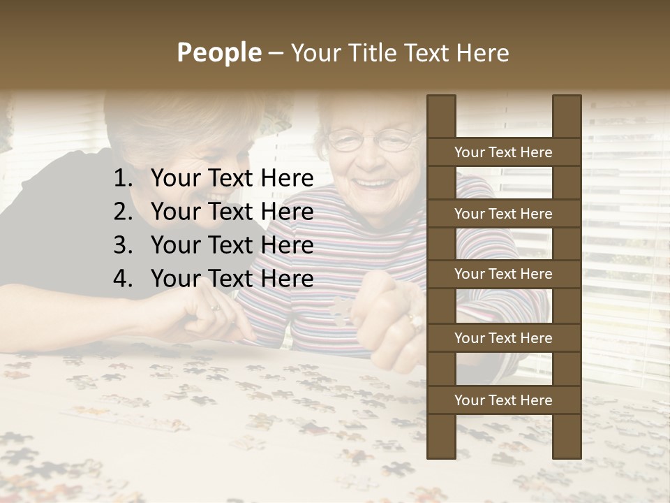 An Elderly Woman And A Young Woman Playing With A Puzzle PowerPoint Template