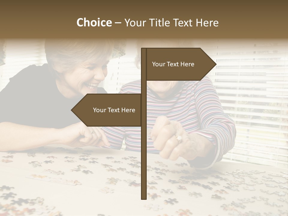 An Elderly Woman And A Young Woman Playing With A Puzzle PowerPoint Template