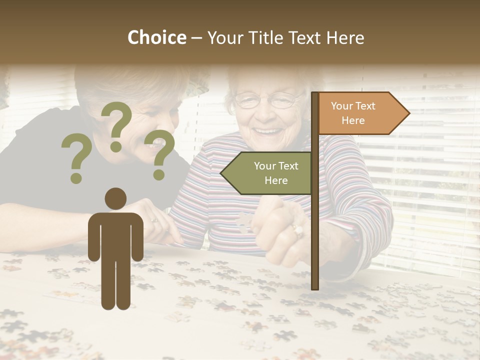 An Elderly Woman And A Young Woman Playing With A Puzzle PowerPoint Template