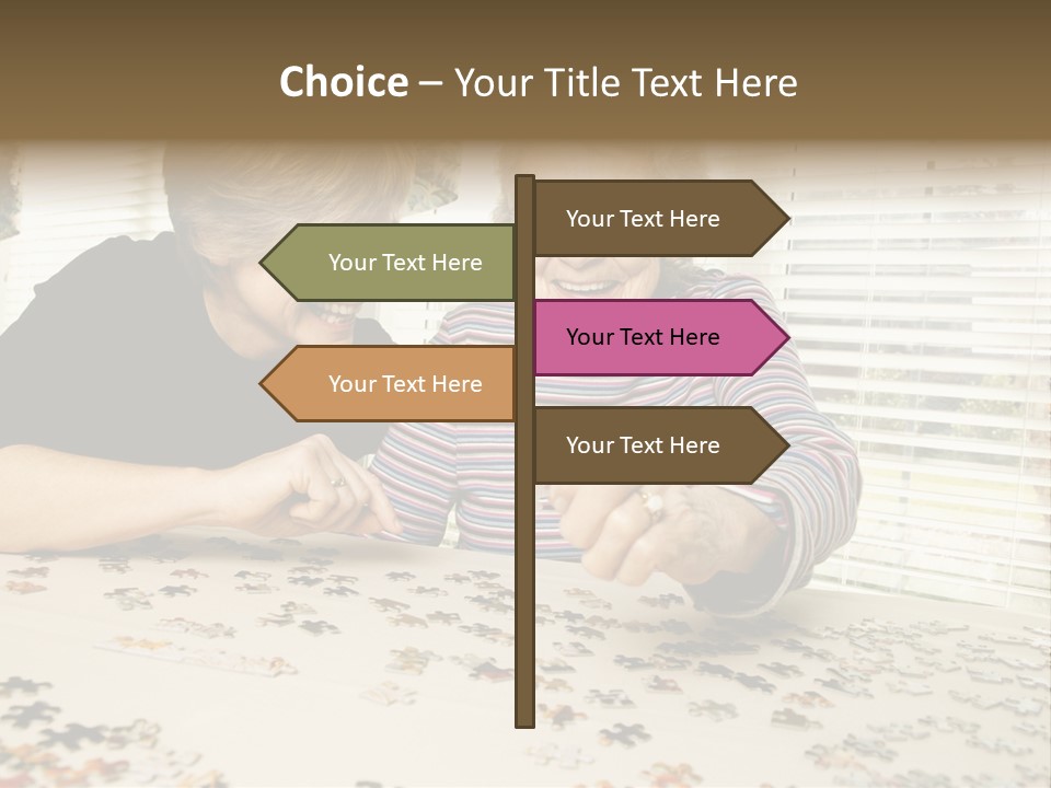 An Elderly Woman And A Young Woman Playing With A Puzzle PowerPoint Template