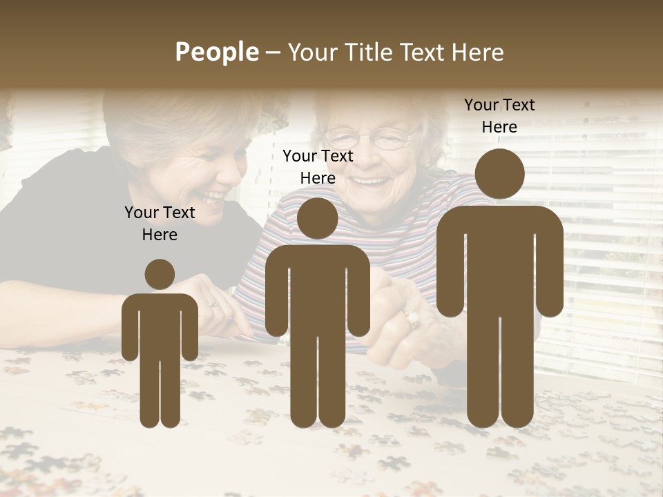 An Elderly Woman And A Young Woman Playing With A Puzzle PowerPoint Template