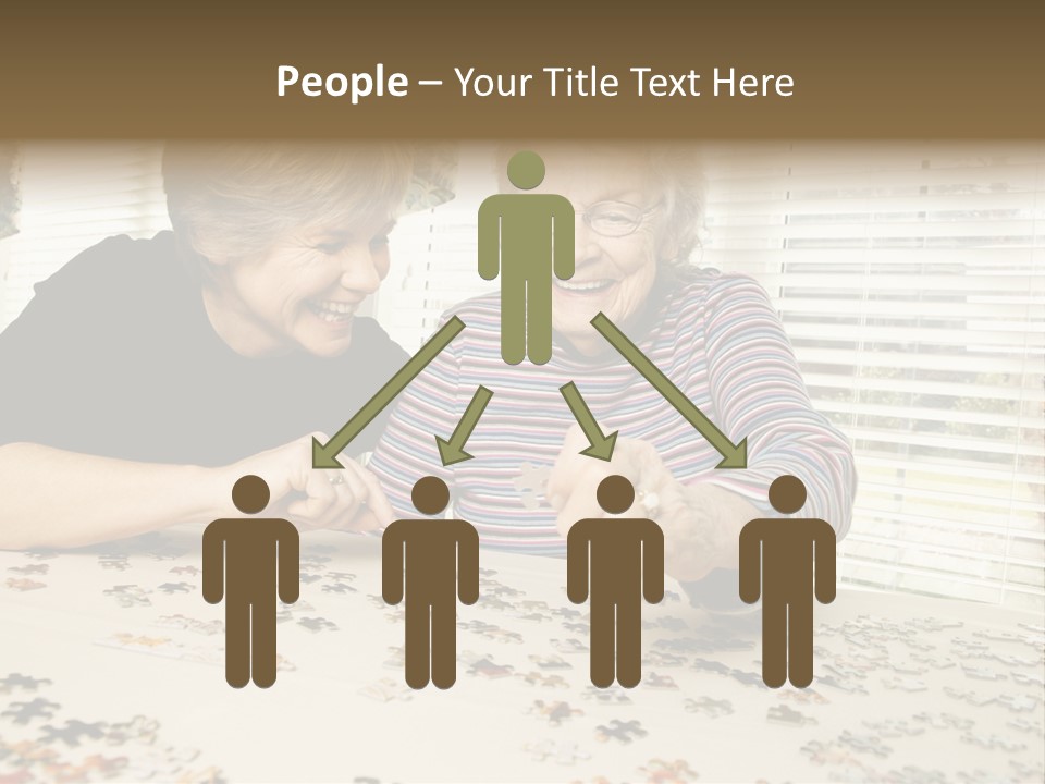 An Elderly Woman And A Young Woman Playing With A Puzzle PowerPoint Template
