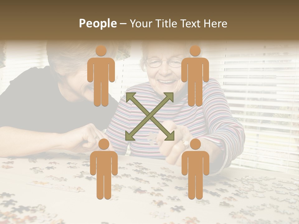 An Elderly Woman And A Young Woman Playing With A Puzzle PowerPoint Template