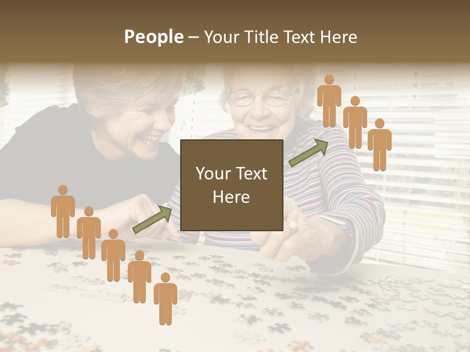 An Elderly Woman And A Young Woman Playing With A Puzzle PowerPoint Template