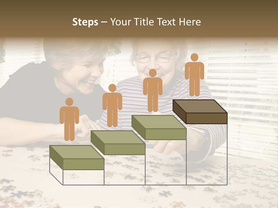 An Elderly Woman And A Young Woman Playing With A Puzzle PowerPoint Template