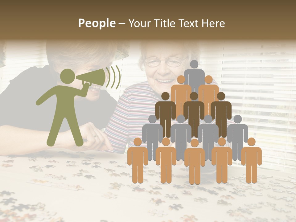 An Elderly Woman And A Young Woman Playing With A Puzzle PowerPoint Template