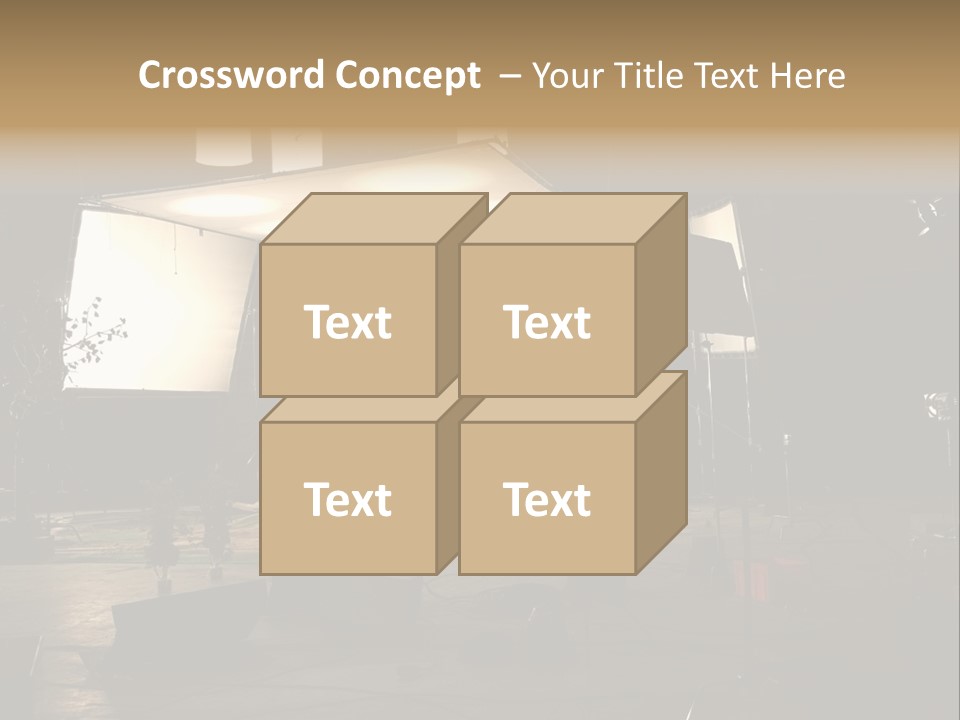 A Photo Studio With A Large Screen And Lighting Equipment PowerPoint Template