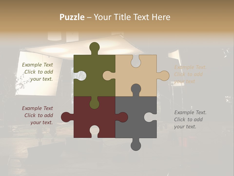 A Photo Studio With A Large Screen And Lighting Equipment PowerPoint Template