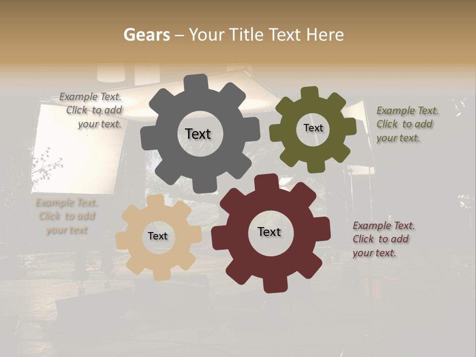 A Photo Studio With A Large Screen And Lighting Equipment PowerPoint Template