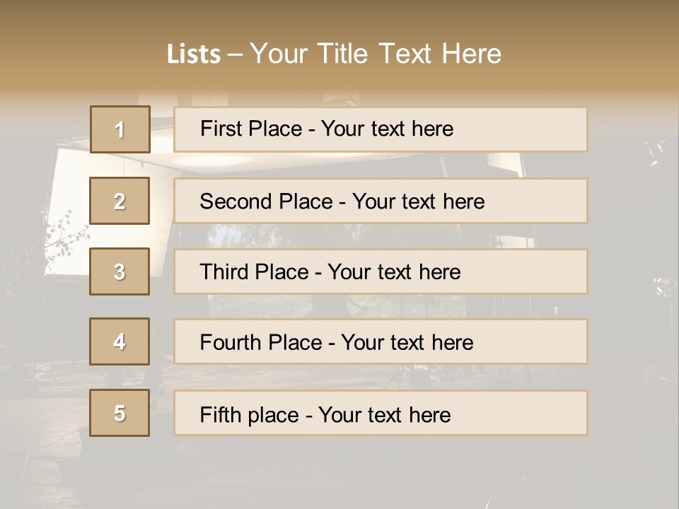A Photo Studio With A Large Screen And Lighting Equipment PowerPoint Template
