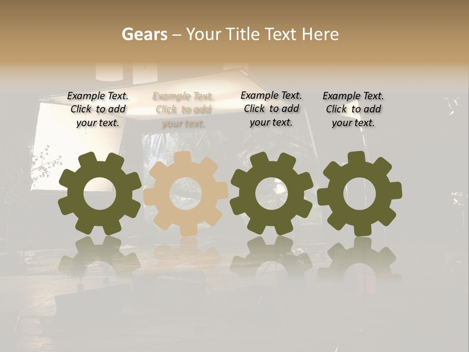 A Photo Studio With A Large Screen And Lighting Equipment PowerPoint Template