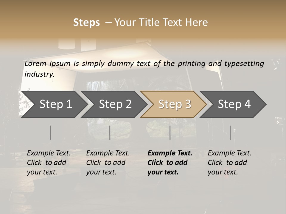 A Photo Studio With A Large Screen And Lighting Equipment PowerPoint Template