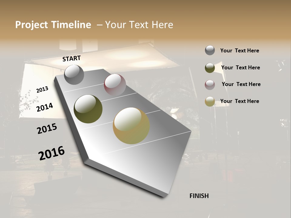 A Photo Studio With A Large Screen And Lighting Equipment PowerPoint Template