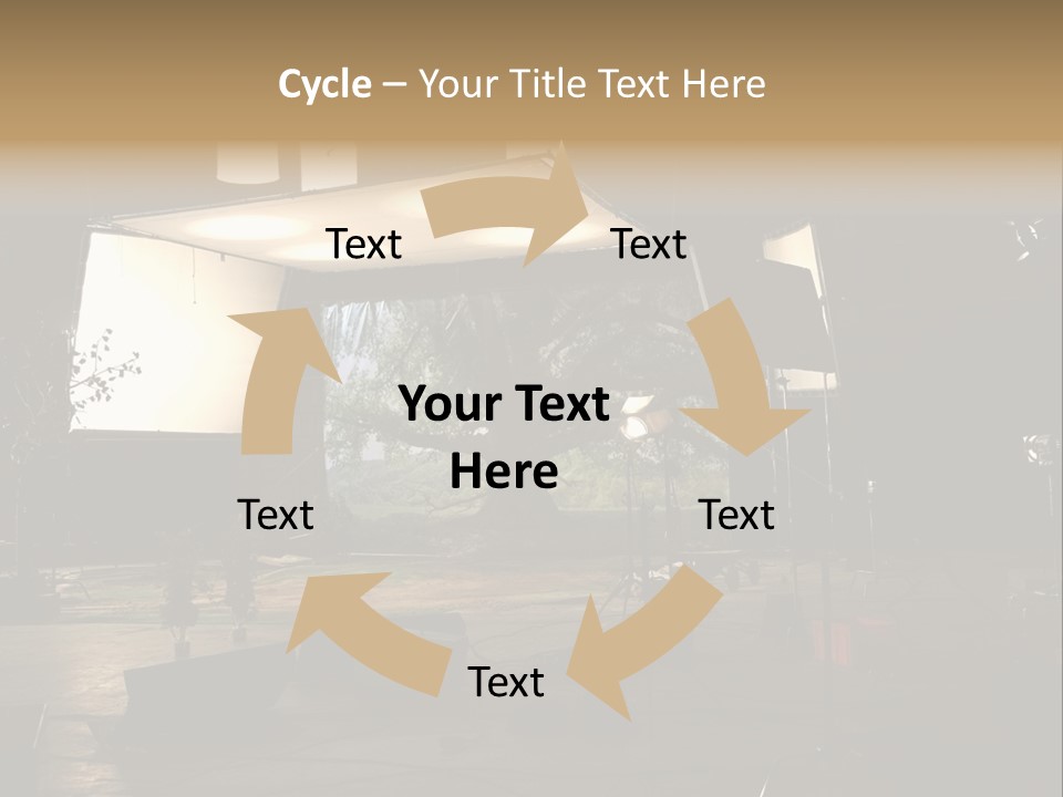 A Photo Studio With A Large Screen And Lighting Equipment PowerPoint Template